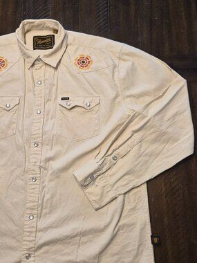 Howler Bros Gaucho Shirt Mens Size L Floral Pearl Snap Cream Western G289